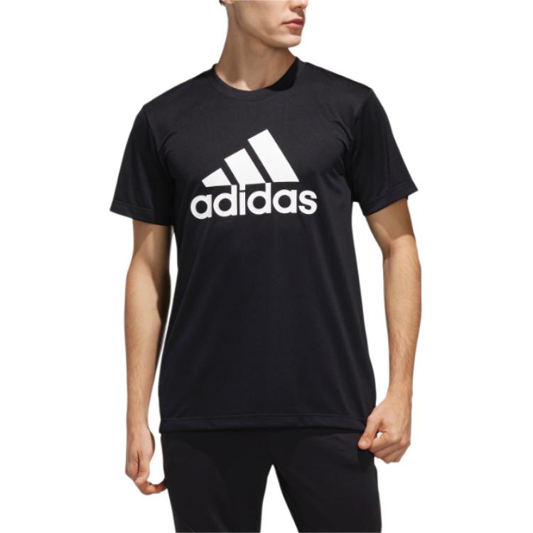 Adidas T Shirts Men's Black Crew Neck Moderate Straight Fit FJ6230
