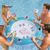 Poolside Gathering Entertainment 40 Inch Round Floating Card Table for Pool Inflatable Game Water Poker with Fruit Drink Holder Tray Summer