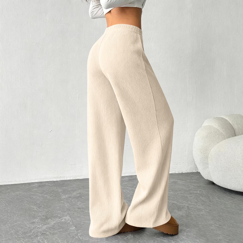 Women's Summer Color Wide Leg Pants - Casual Loose Fit Flowy Trousers with Fabric for Comfortable Daily Wear