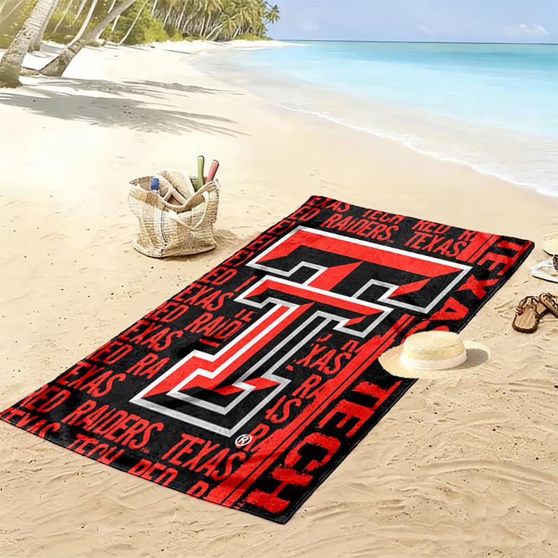 Texas Tech Red Raiders Print Beach Towel, Large Soft Quick Dry Towel for Beach Camping Swimming