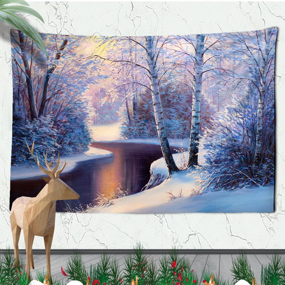 Christmas Wall Hanging Christmas Fireplace Home Wall Christmas Snowman Tapestry Large Size Tapestry