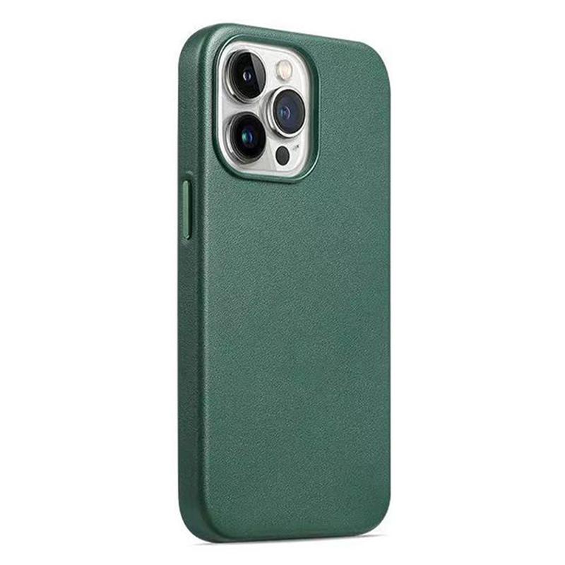

Anti-Drop Phone Cover for iPhone 15 Pro Magnetic PU+PC Phone Case Compatible with MagSafe Charger Green