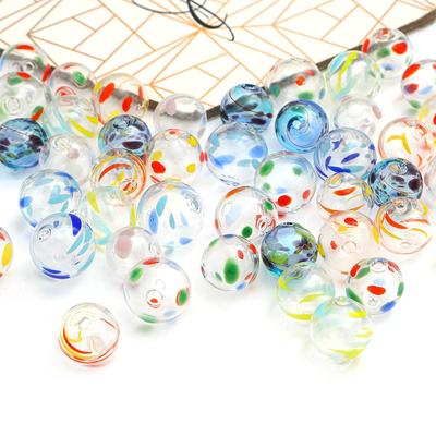 1 ks od ruky dutá barevná glazura kulatá kulička Vícebarevné skleněné korálky pro výrobu šperků DIY Náramek Náhrdelník Náušnice