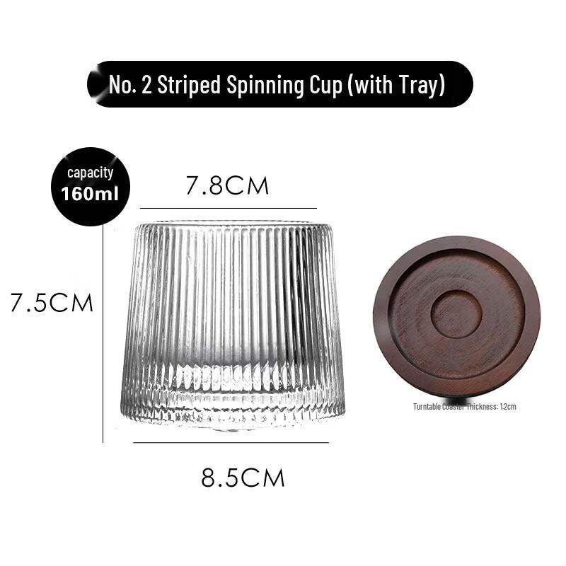 Shangqi High Borosilicate Striped Rotating Cocktail Glasses