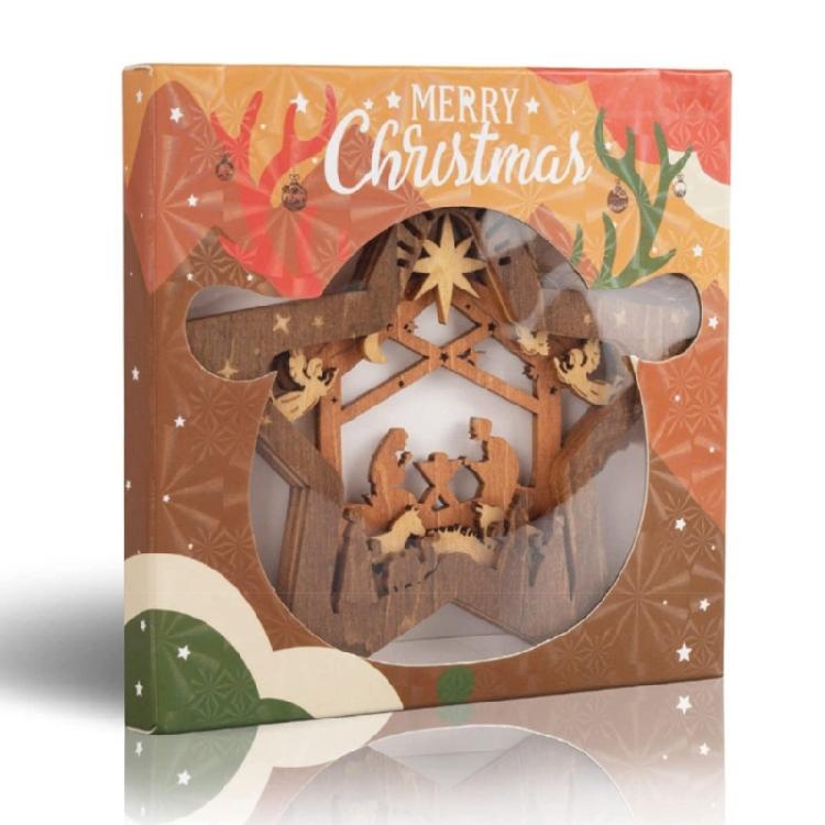 Nativity Scene Ornaments Wood Hanging Decorations Christmas Tree Mini Holiday Decors