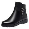 Soft leather mother snow boots women's winter new velvet cotton boots women's short boots soft sole non-slip middle-aged and elderly cotton shoes