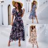 Damenrock Temperament Bedruckt Taille Kurzärmelig Chiffonkleid