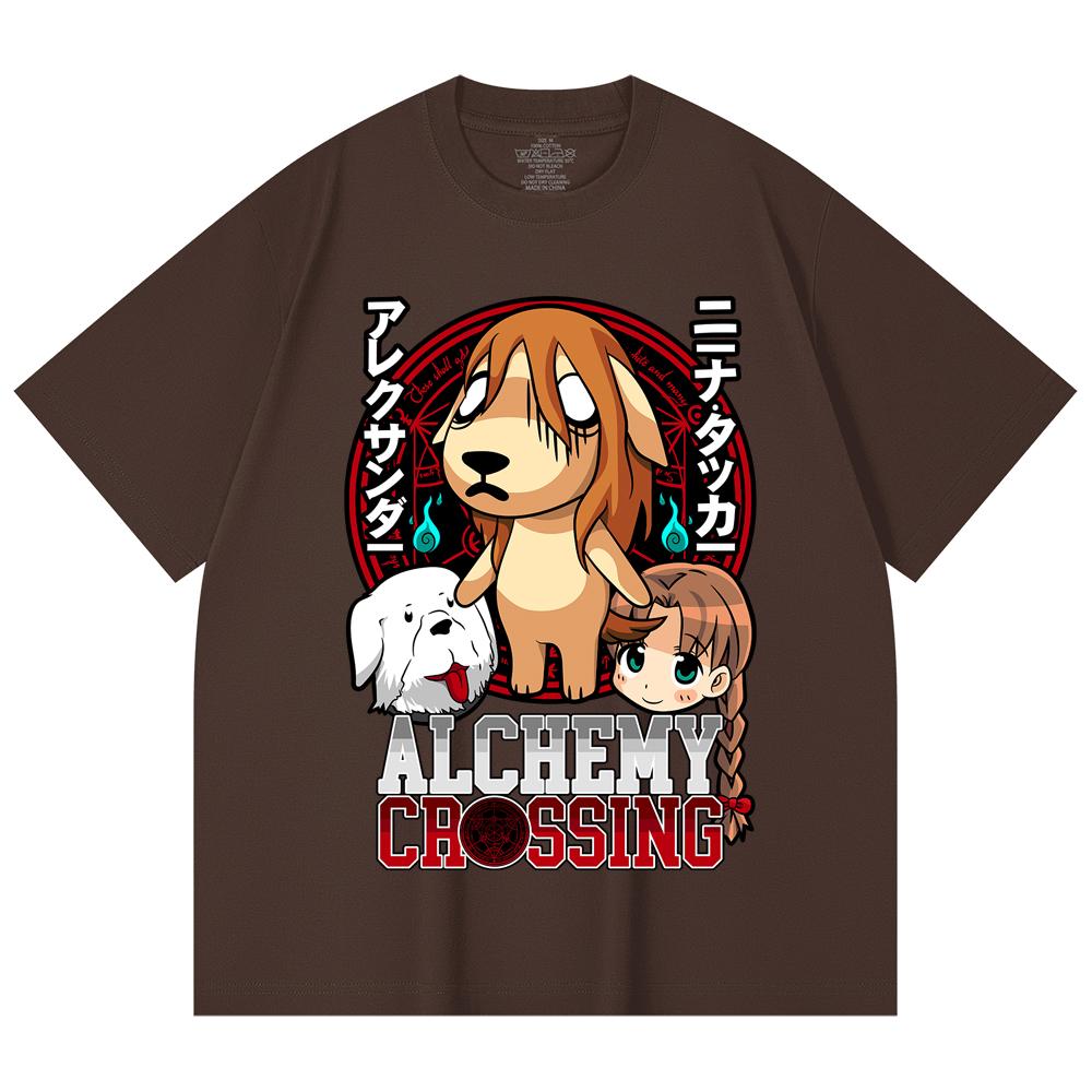 230 Gsm 100% Cotton Fullmetal Alchemist V5 Alchemy Crossing Print Unisex Heavy Cotton T Shirt