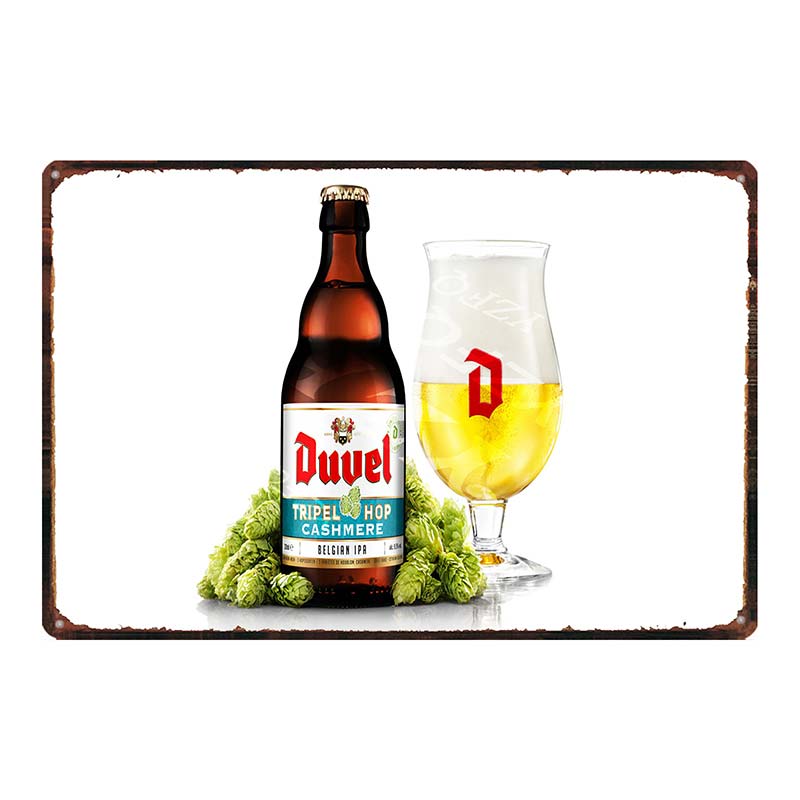 YZFQ Belgické Pivo Duvel Plechové Kovové Značky Deska Vintage Hudební Bar Restaurace Domov Pánská Jeskyně Dekor Nástěnné Samolepky DU-7713B