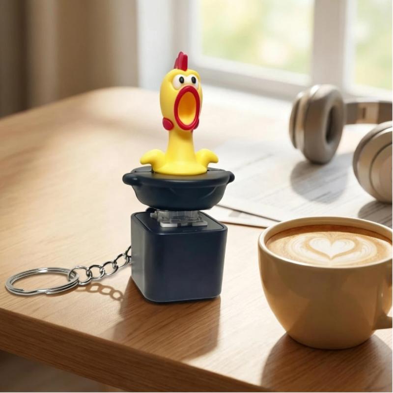 1Pcs Stress Relief Fidget Toy Funny Screaming Chicken Sound Light Keychain Cute Bag Pendant Novelty Desk Ornament