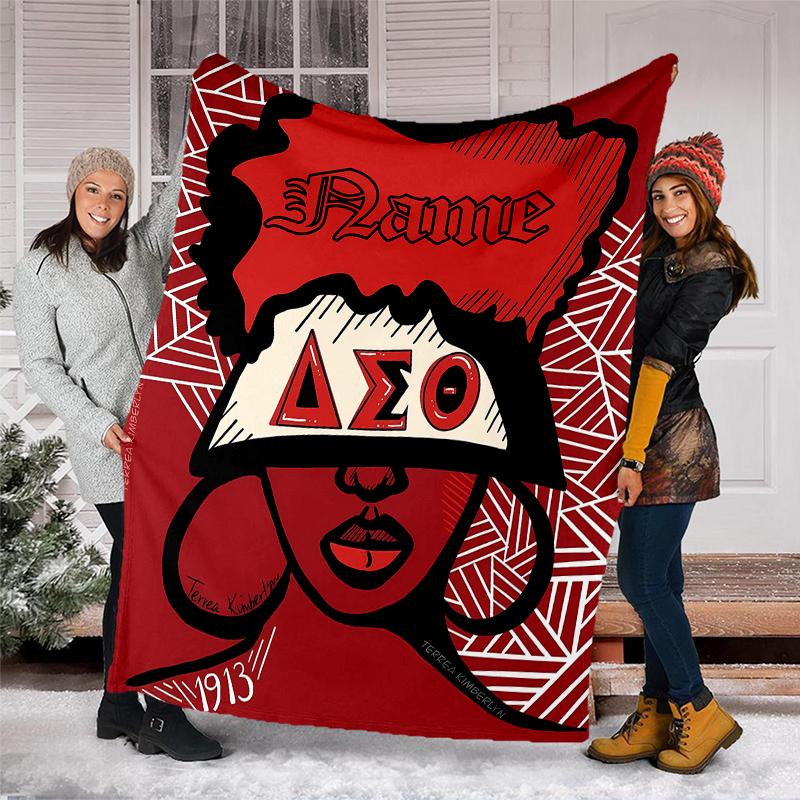 Personalized Custom Name Blanket - Delta Sigma Theta Print Design,Blanket for Sofa,Bed,Travel,Camping - Soft and Warm, Great Gift