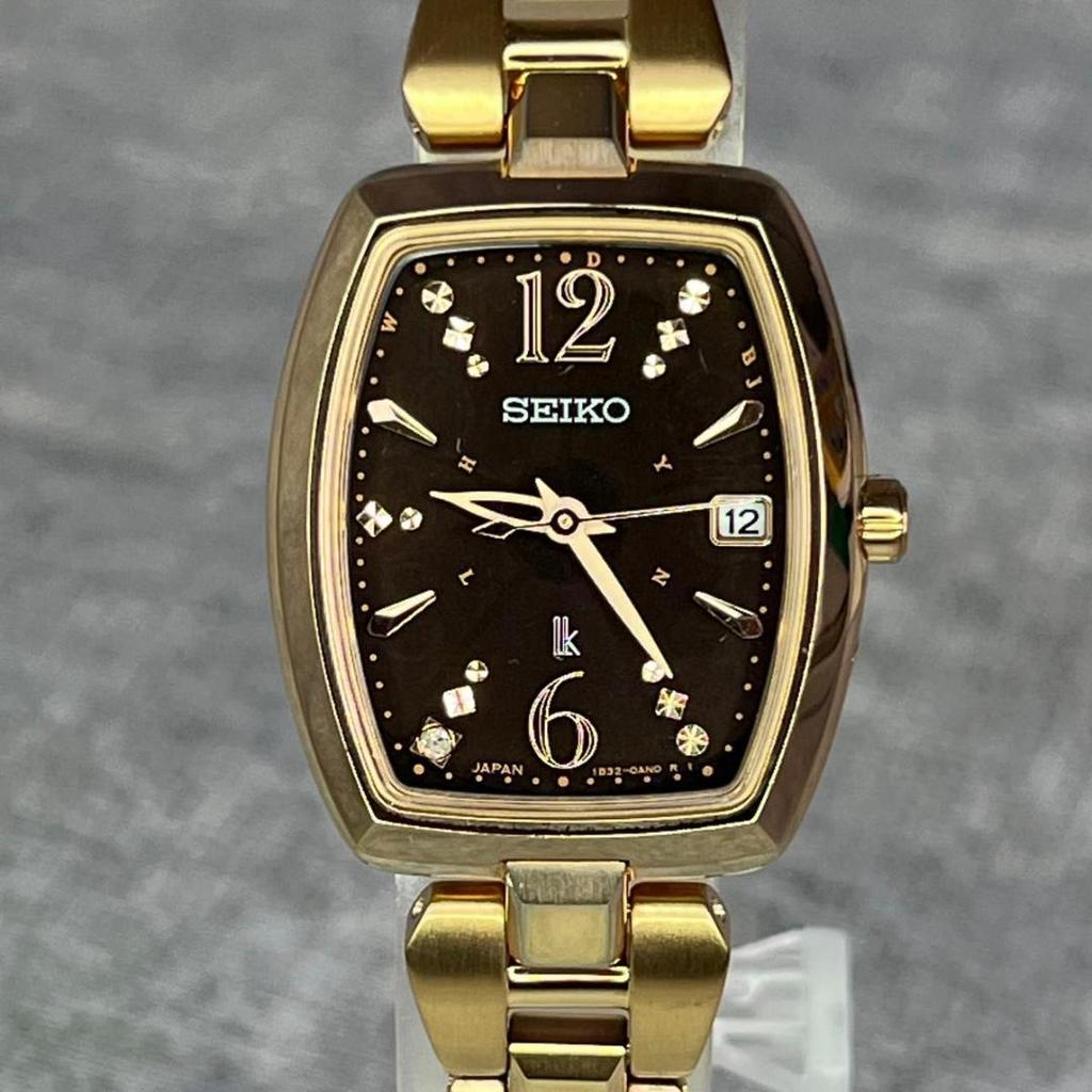 [USED] SEIKO Lucia SSVW128 Radio Solar Diamond Tonneau Shape Watch with Box