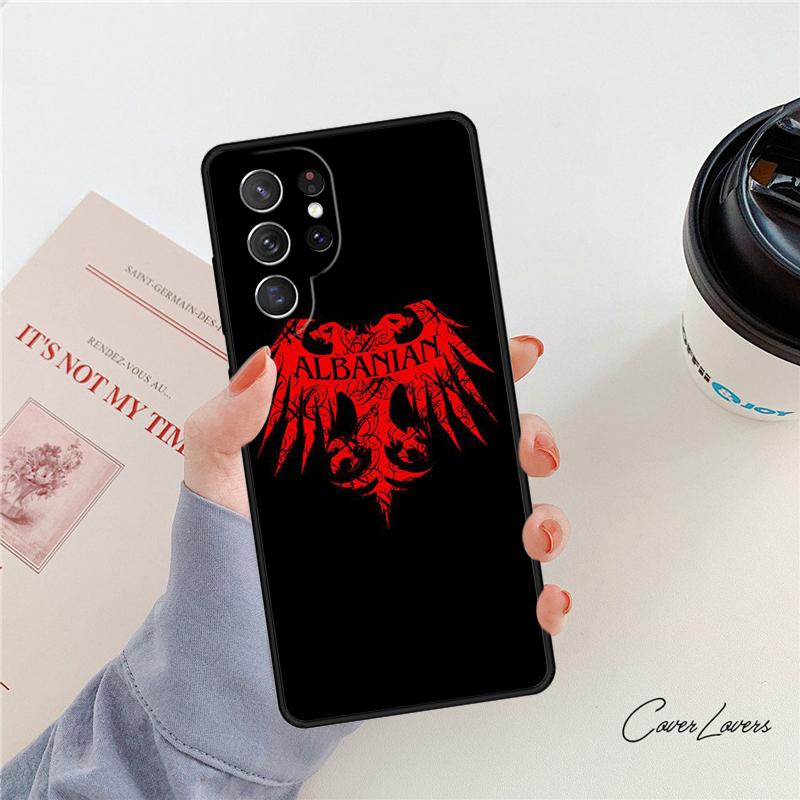 Albania Flag Eagle Phone Case For Samsung Galaxy S24 S25 S23 S22 Ultra Note 10 20 Plus S20 S21 FE Cover