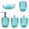 Teal Blue Bathroom Accessories Set 5pcs - Lotion Soap Dispenser, Toothbrush Holder, 2 Qtip Holder, Soap Dish, Bathroom Accessory Set, Modern Bathroom