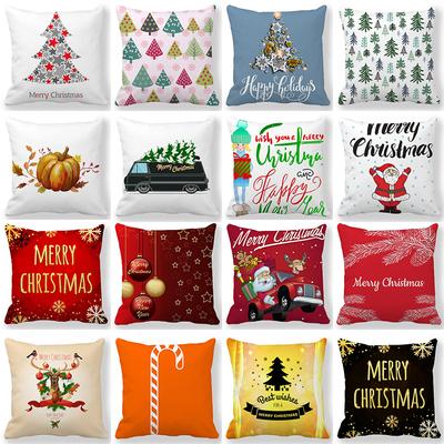 Capa de almofada colorida para decoração de Natal, capa de almofada com estampa de letras do Papai Noel, capa de almofada simples