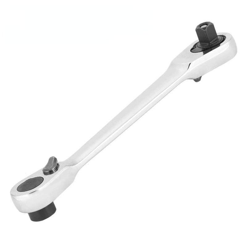 2 In 1 Mini Double Ended Quick Socket Ratchet Wrench Rod 1/4 Inch Screwdriver Bit Tool Chrome Vanadium Steel Ratchet Handle Wrench