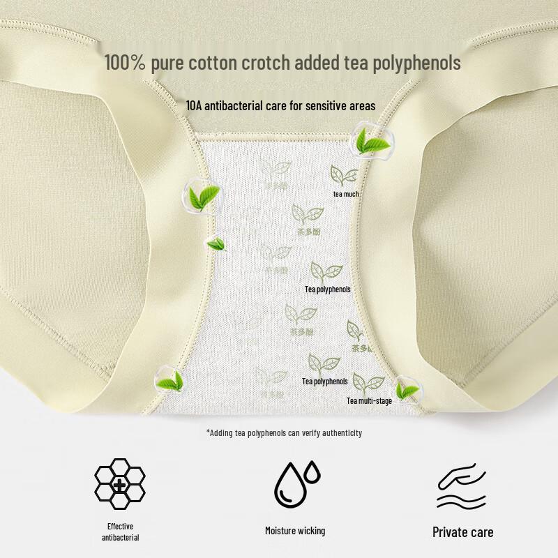 YOUNGYELL Women's Modal Seamless Mid-Waist 3-Pack Briefs with Antibacterial Cotton Crotch