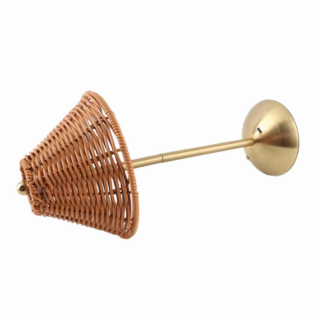 Retro Atmosphere Lighting LED Rattan Rechargeable Desk Lamp Southeast Asian Style Home Decor Living Room Bedroom Desktop Lamp