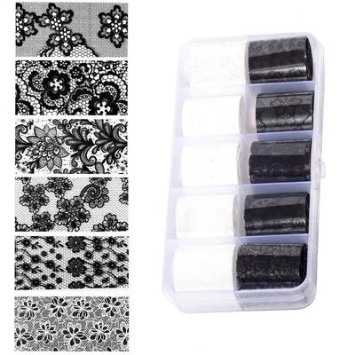 2,5 * 60 cm Preto Branco Arte de Unha Folha de Transferência Decalques de Transferência Adesivos Quentes para Unhas Manicure DIY