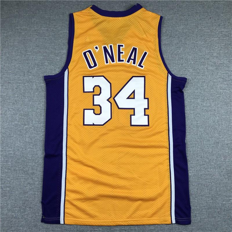 Dámský basketbalový dres Lakers NBA Shaquille O'Neal 34 Vyšívaný Sportovní oblečení Volný střih Závěsný na krku Dlouhý rukáv