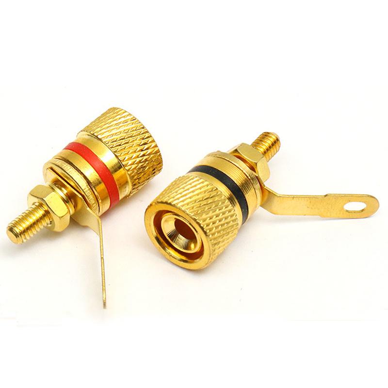 10pcs Gold-plated Pure Copper Binding Post Speaker Amplifier Terminal 4MM Banana Plug Socket DIY Audio Plugs Jack Connectors
