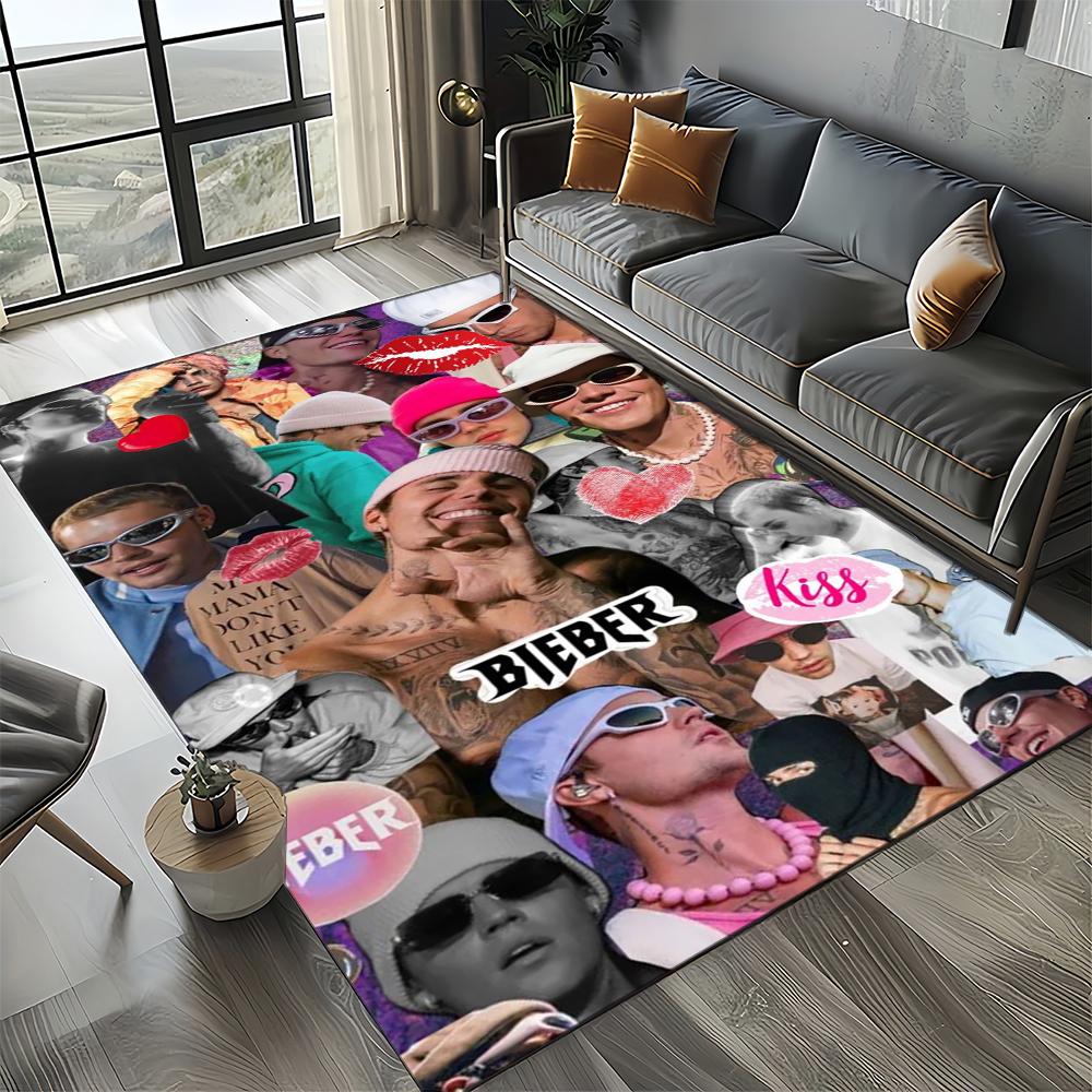 2025 New Style Justin Drew Bieber Singer JB Carpet Rug for Living Room Bedroom Home Sofa Decoration,Kid Play Non-slip Floor Mat