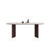 Mid-Century Style Oval Travertine Dining Table & Chair Set with French Solid Wood