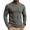 Men's Long Sleeve Stand Collar Knit Pullover Base Layer T-Shirt