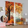 Flat Printing Drapes Autumn Pumpkin Maple Leaf Versatile Durable Polyester Without Electricity Family Party Perfect Curtains Set Of 2 Made