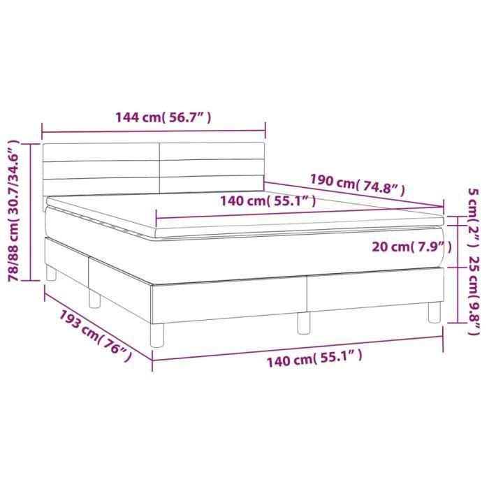 3141360 vidaXL Divan-lit Et Matelas Gris Foncé 140x190cm Velours