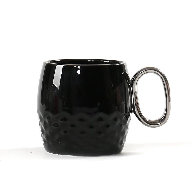 Ceramic Water Cup Xingba Coffee Cup Pineapple Gold Handle Black Office Cup High-End Gift