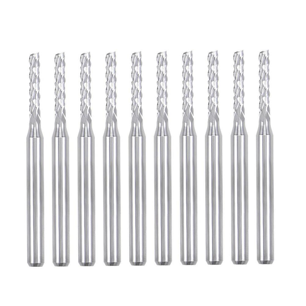 10 Pcs Carbide End Mill Engraving Bits Suitable for PCB and Various Materials