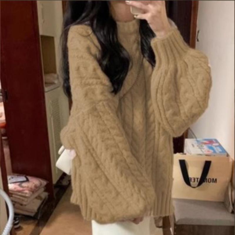 

Осень-зима Женский свитер Harajuku свободного покроя Трикотажные пуловеры Корейский длинный рукав V-образный вырез Трикотаж Preppy Solid Loose Джемпер L