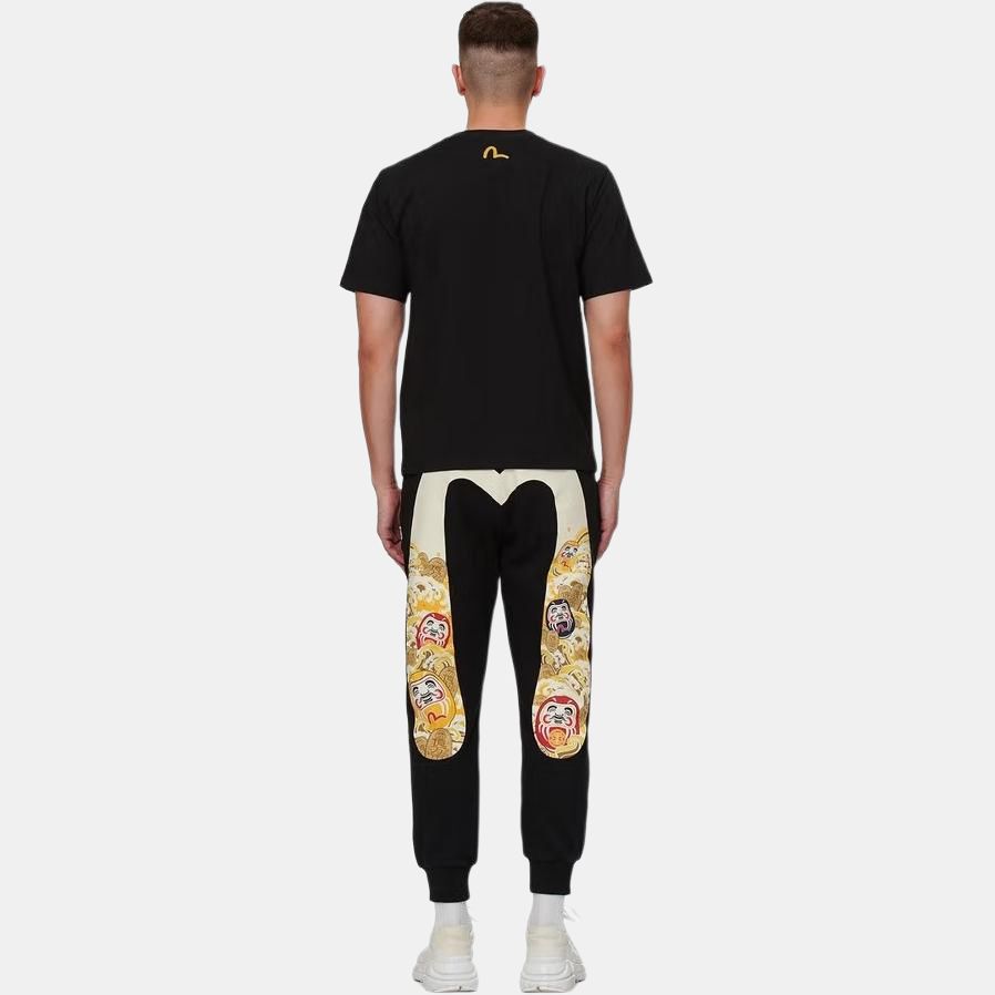 Evisu Buddha Head And Origin Object Print T-Shirt Men Tops Black 2ESHTM1TS621XX