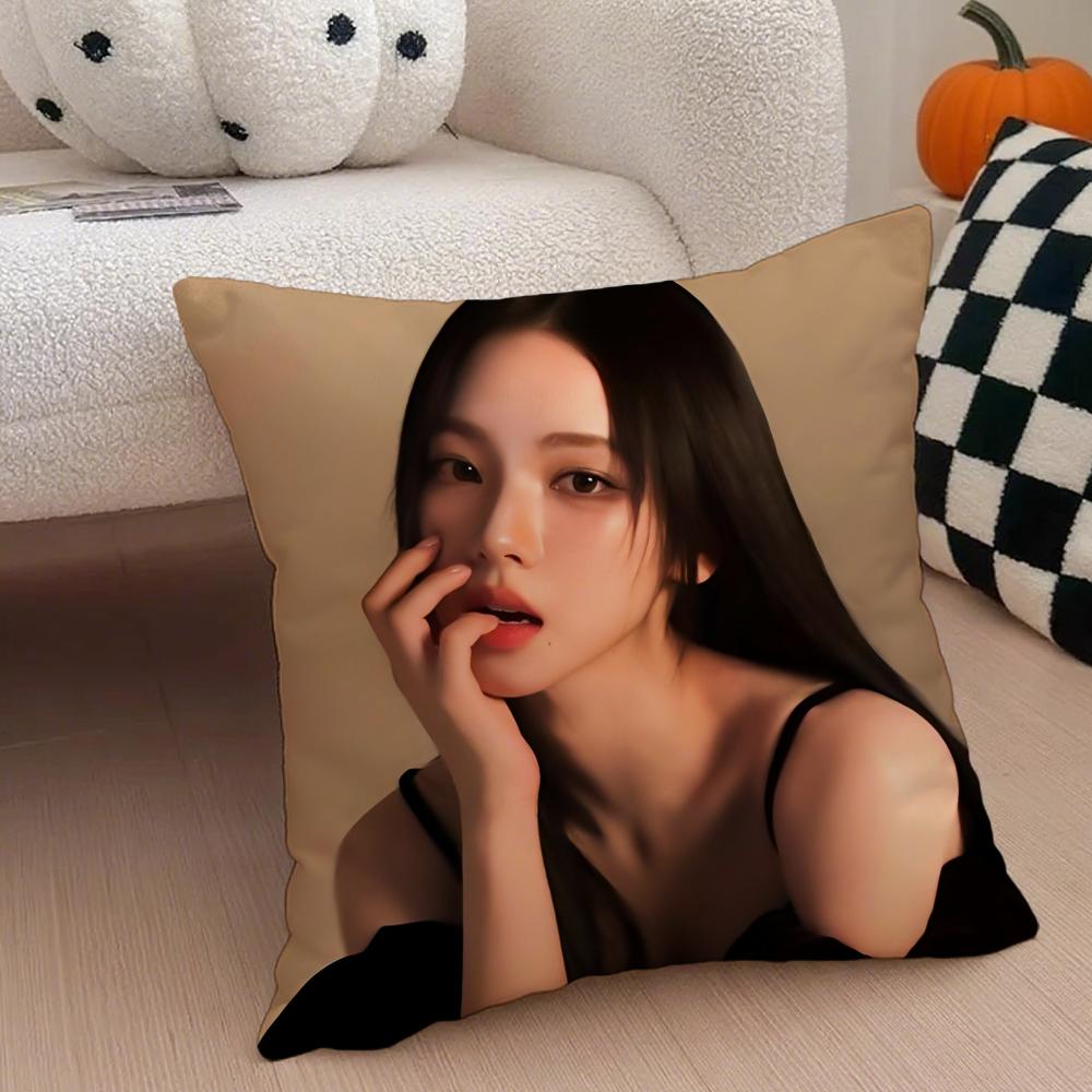 Elegant Korean Beautiful Singer KKarina Cushion Cover Throw Pillow Cover Hidden Button Durable Polyester Chair Cushion