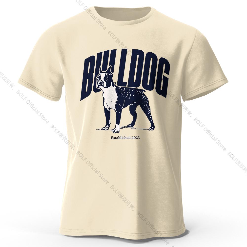 Men's Bulldog Printed T-Shirt 100% Cotton Oversized Tough Graphic Tees for Women Summer Tops Urban Streetwear
