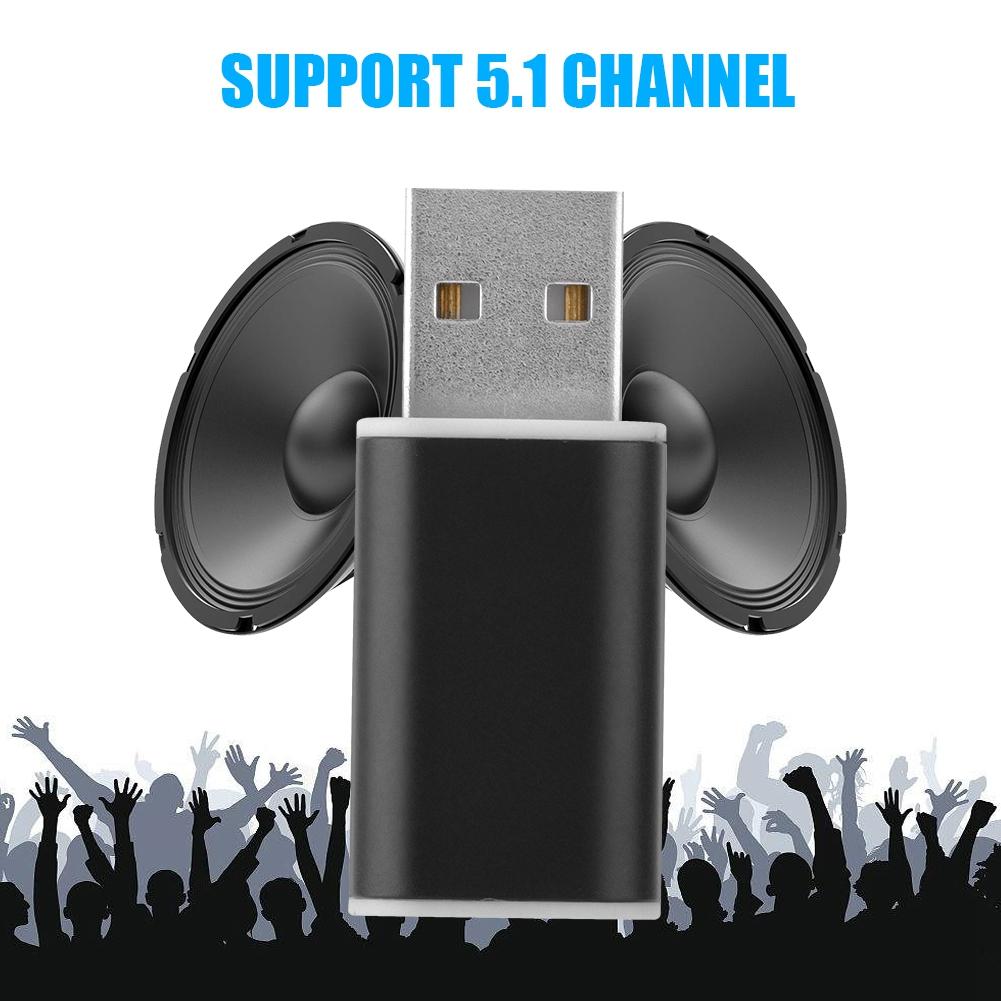 External USB 2.0 to 3.5mm Stereo Sound Card Mic Adapter Speaker (Black)
