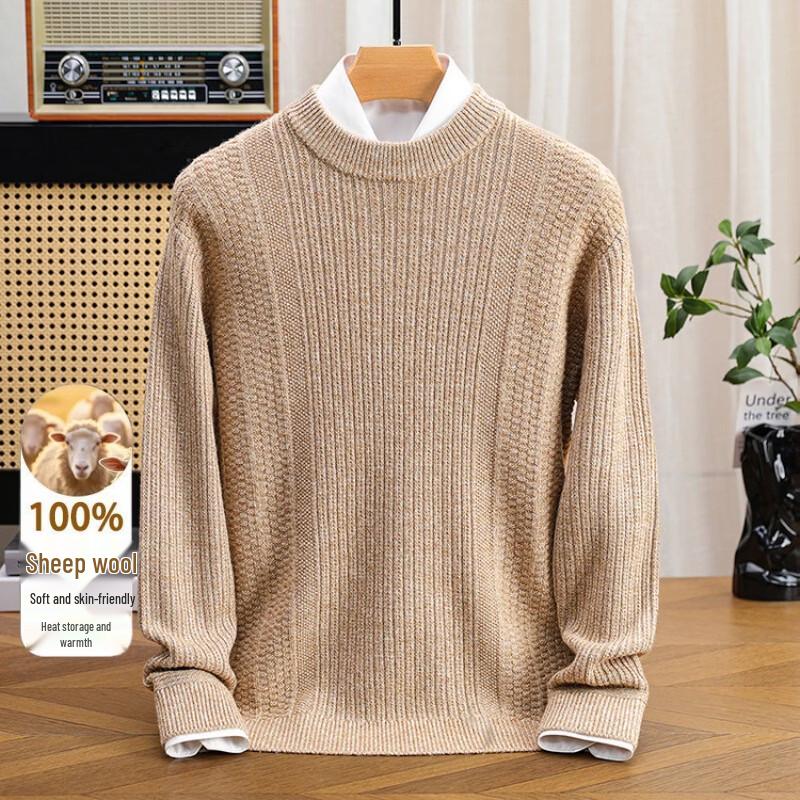 Hengyuanxiang Men's Round Neck Thick Knit Sweater