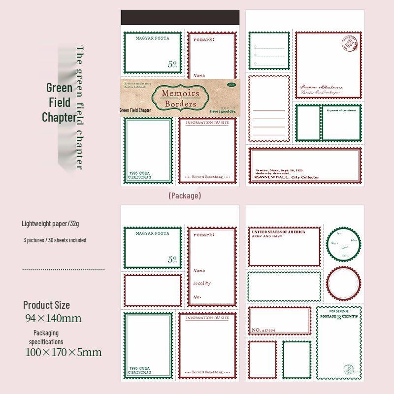 

Retro Border Memoir Sticky Notes - Customizable Journal Messages