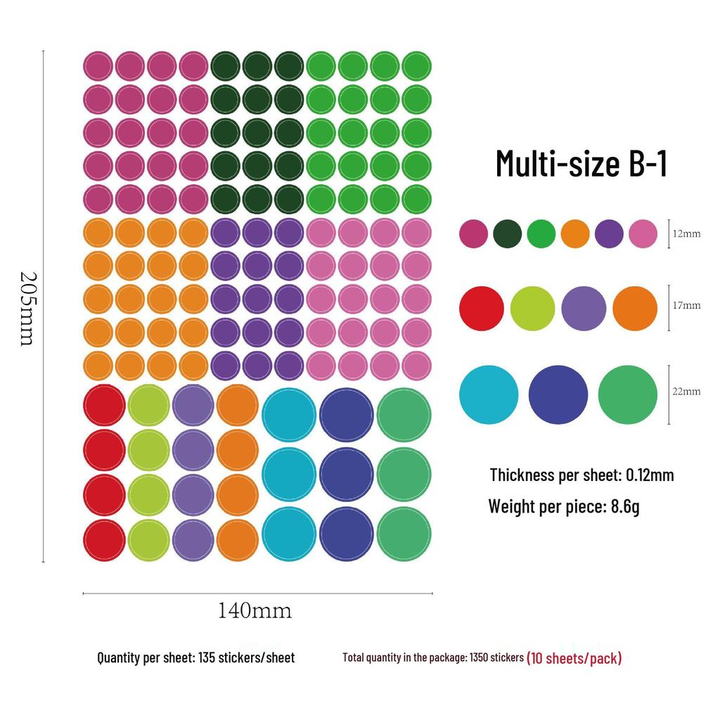 Colorful Polka Dot Stickers for Kids' Journals and DIY Albums