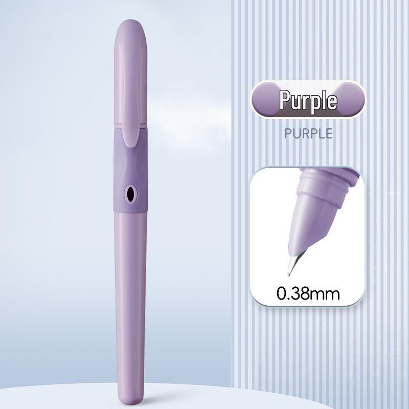 Refillable Ergonomic Fountain Pen for Students - Transparent Colored Plastic Design