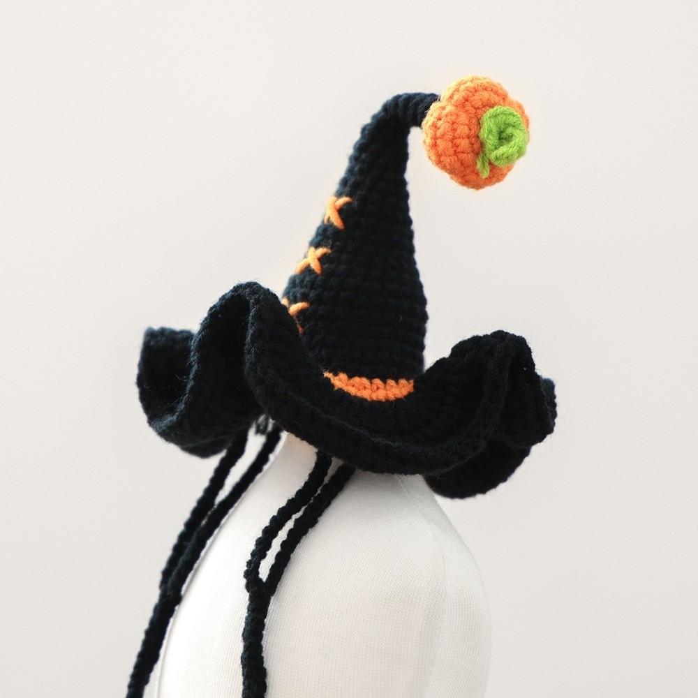 Breathable Halloween Dog Hat Pumpkin Halloween Cat Headgear Creative Woven Pets Wizard Hat  Cosplay