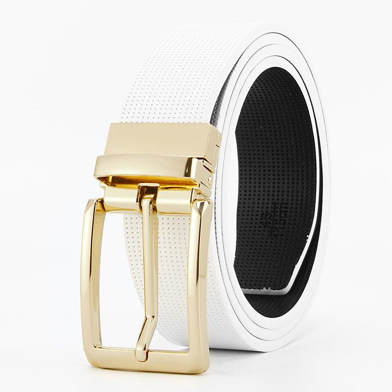 Pin Buckle Belt for Men  Double Sided Genuine Leather Casual and Fashionable Belt Rotating Buckle