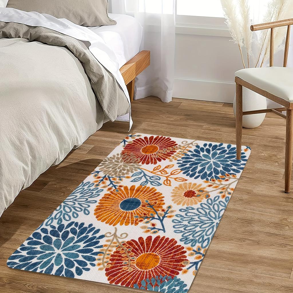 Bohemian Vintage Floral Miękki Dywan Kuchenny Antyzmęczeniowy Dywan Kuchenny Wodoodporny Antypoślizgowy Zestaw Dywaników Dywanik Nocny Dywan Chłonny Do Kuchni