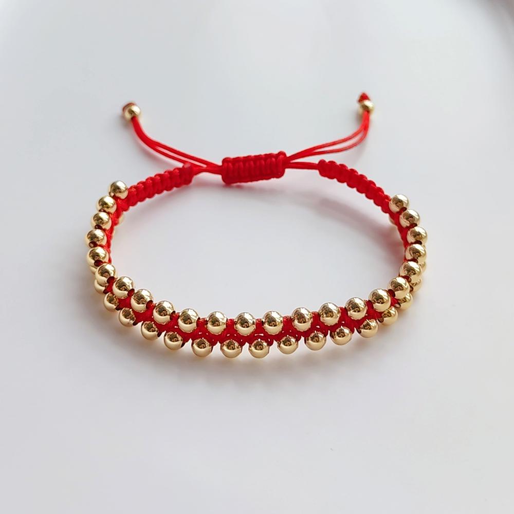 Handmade Braided Bracelet Jewelry for Women 4mm High Quality Gold Plated Beads Bracelets Bijoux Fashion Pulseras Femme