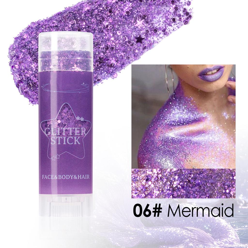 Glitter Stick for Body Art - Portable Shimmer Gel with Sequins, Sparkling Festival & Party Makeup for Face, Hair, Mardi Gras