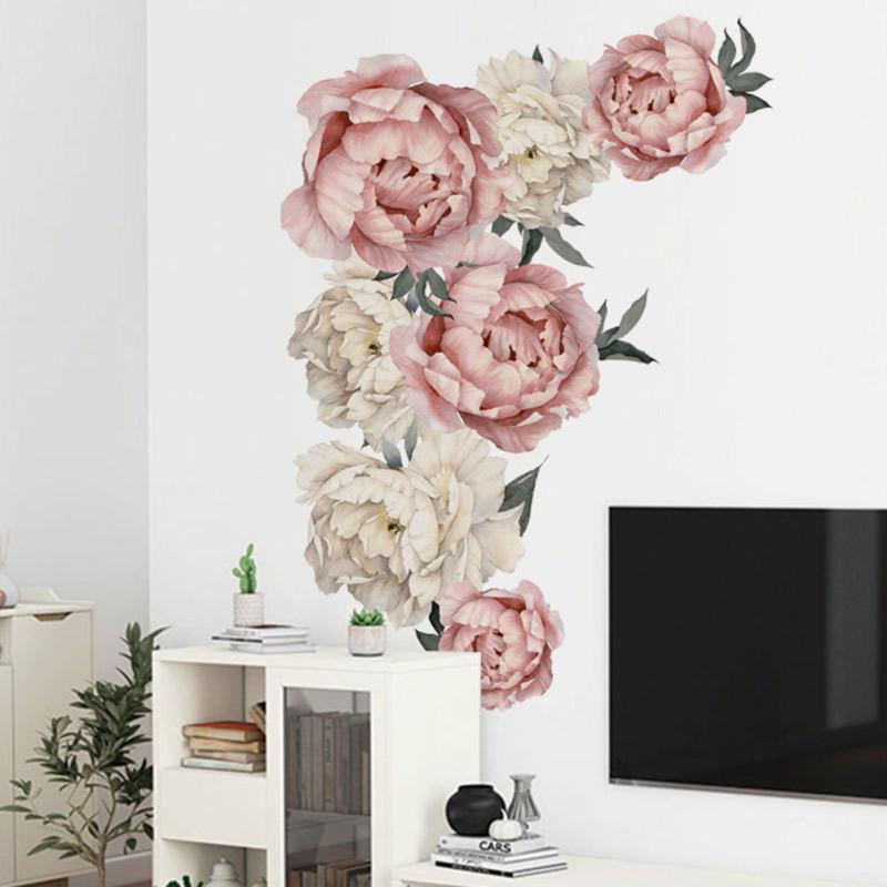 Pæonblomster Mønster Vægklistermærke Kunst Dekal Hjem Stue Soveværelse Dekoration