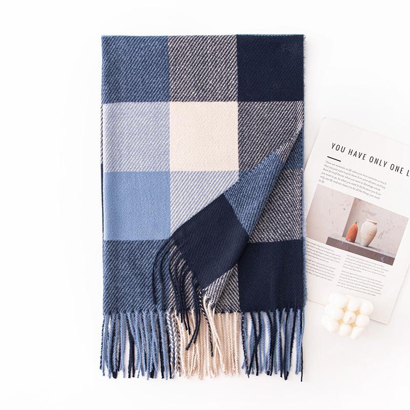 Classic Plaid Scarf for Women  Winter Atmosphere Korean Style Student Imitation Cashmere Plaid Warm Scarf for Men