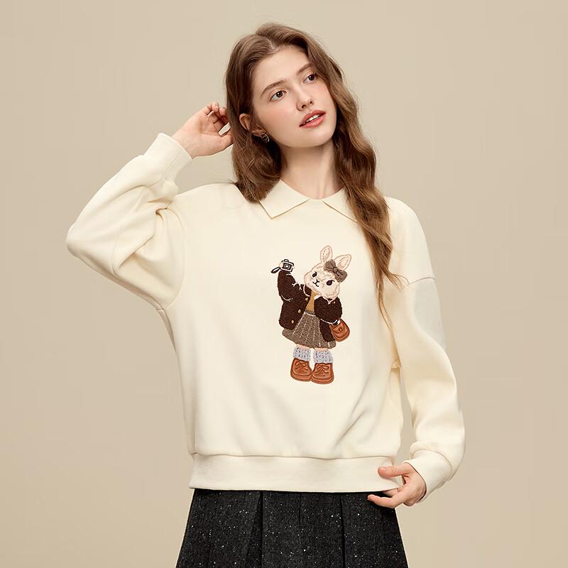 Betu Women's 2025 Winter Lapel Collar Cute Pet Casual Sweatshirt