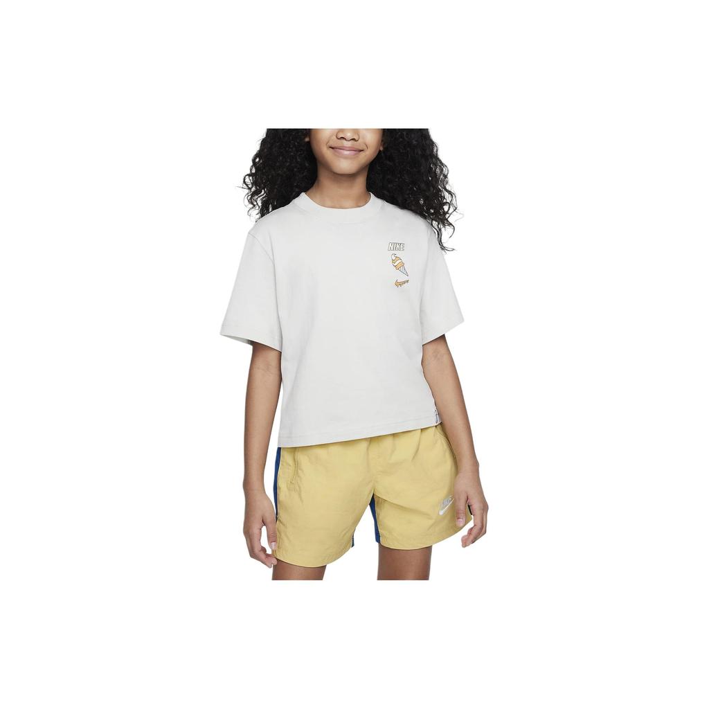 Nike Sportswear Printed Crew Neck Casual Short Sleeve T-Shirt Kids Tops White FV5495072